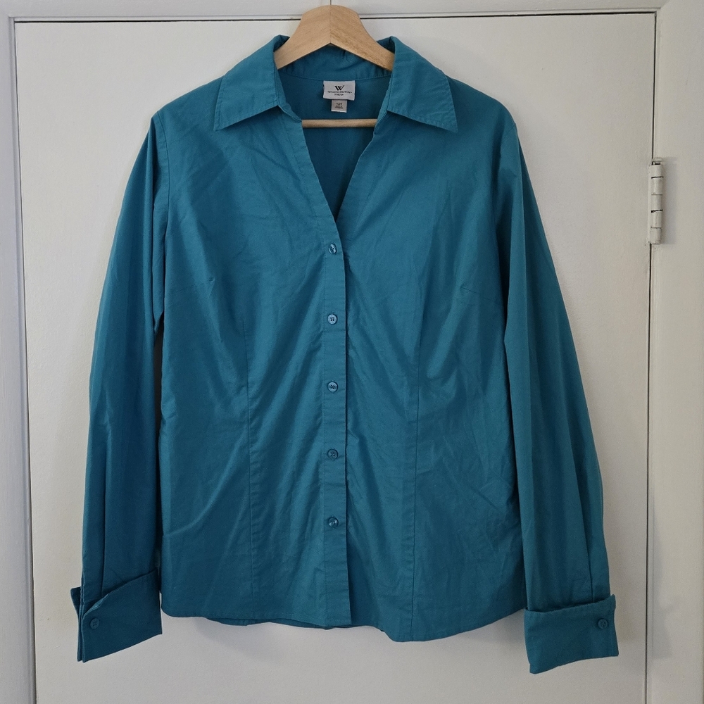 Worthington Teal Button Down Dress Shirt Size 12T